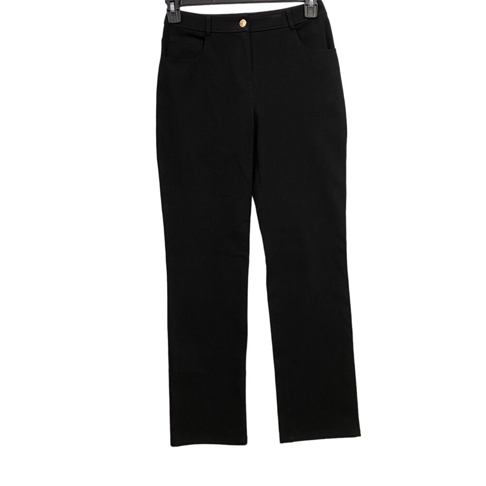 ST JOHN BLACK STRAIGHT‎ LEG HIGH RISE PANTS SIZE 2